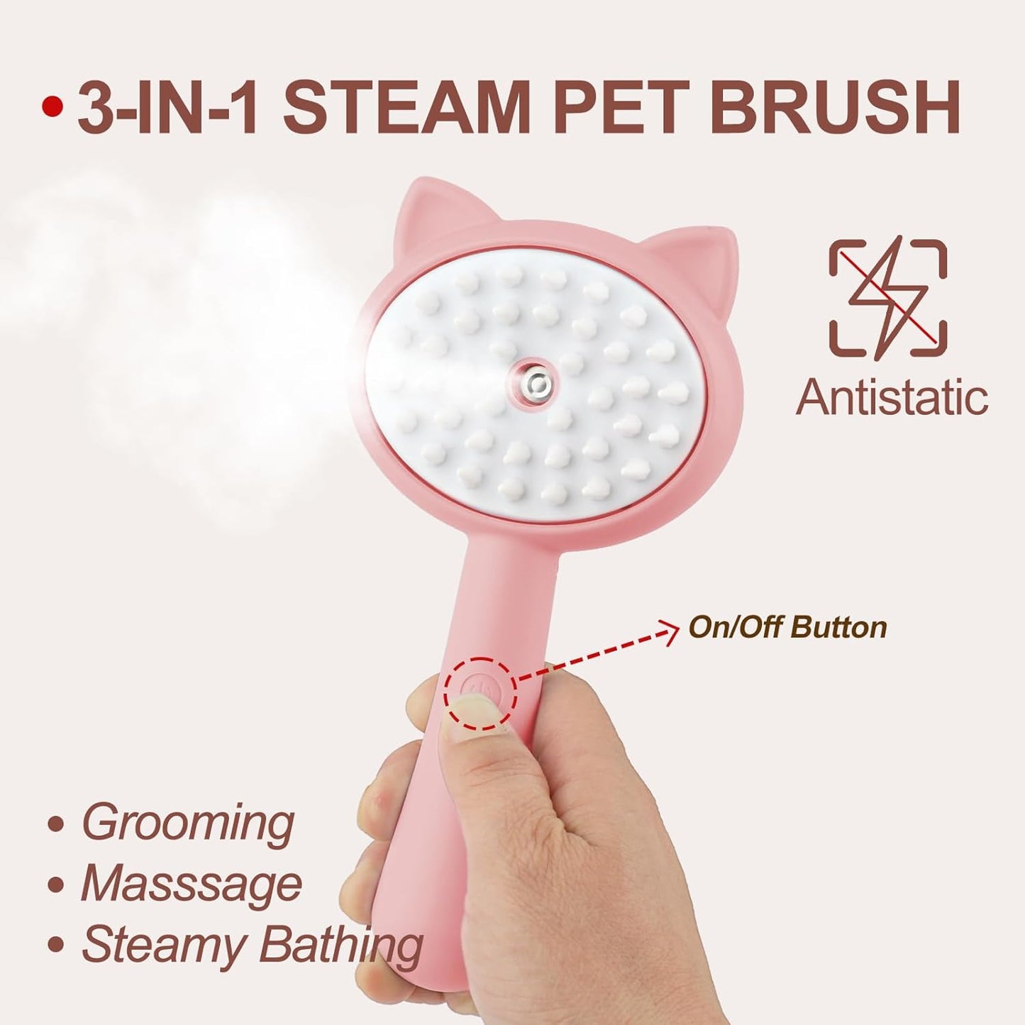 Hair Cleaning Brush With Mist Multifunctional Cat Grooming Brush Rechargeable Self Cleaning Slicker Brush