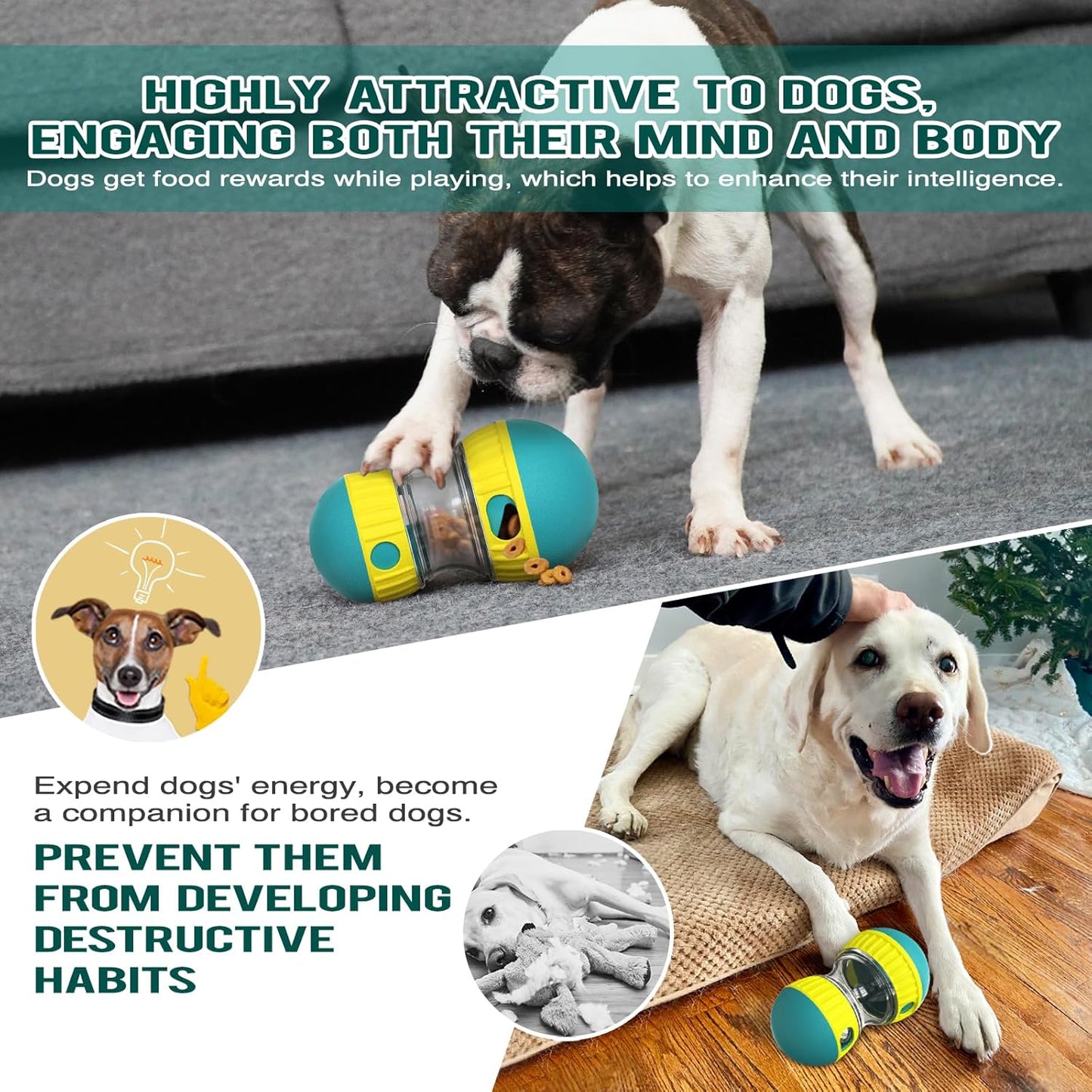 Food Dispensing Dog Toy Tumbler Leaky Food Ball Puzzle Toys Interactive Slowly Feeding Protect Stomach Increase Intelligence Pets Toy Pet Products