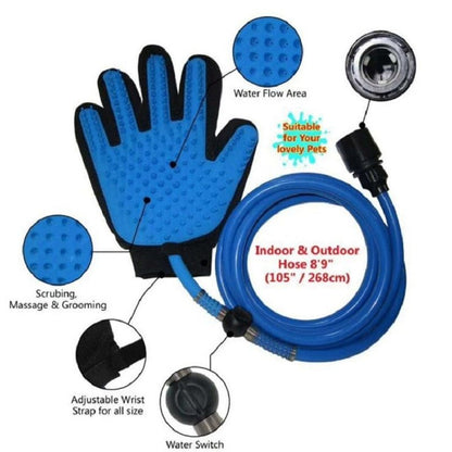 Pet Bathing Tool - Glove Sprayer & Scrubber in One with Adjustable Water Pressure