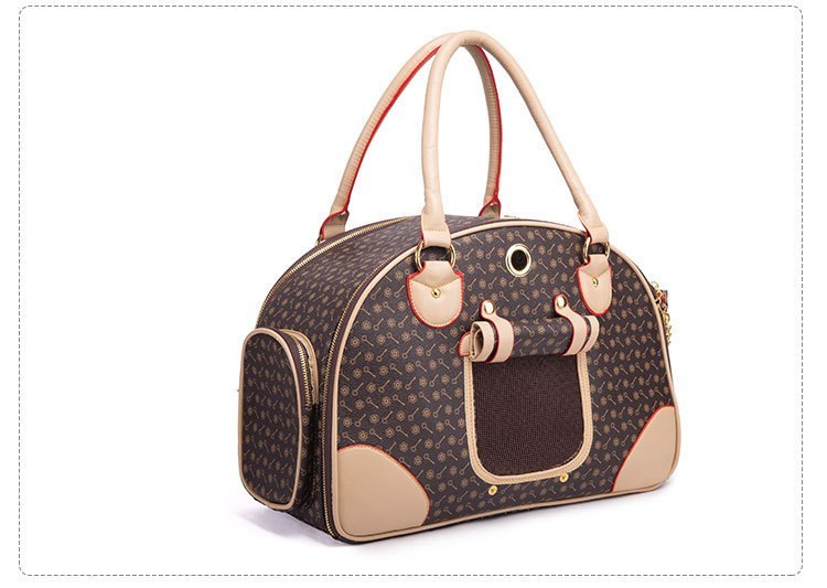 Luxury Pet Carrier Bag, Waterproof Premium PU Leather Carrying Handbag for Outdoor Travel Walking and Hiking