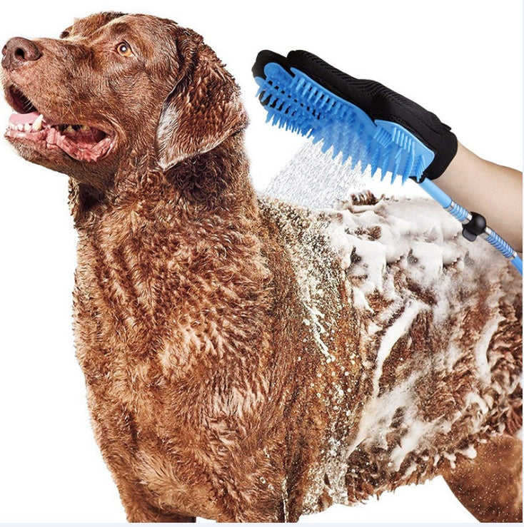 Pet Bathing Tool - Glove Sprayer & Scrubber in One with Adjustable Water Pressure