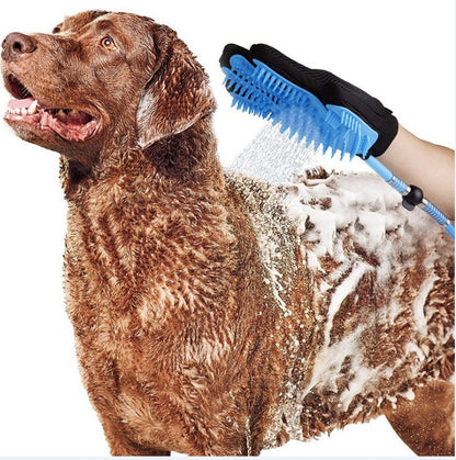 Pet Bathing Tool - Glove Sprayer & Scrubber in One with Adjustable Water Pressure