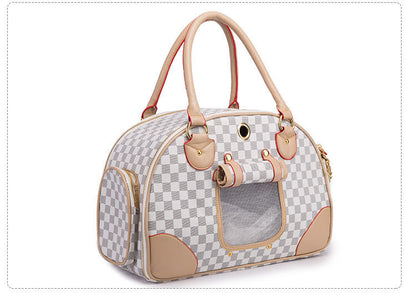 Luxury Pet Carrier Bag, Waterproof Premium PU Leather Carrying Handbag for Outdoor Travel Walking and Hiking