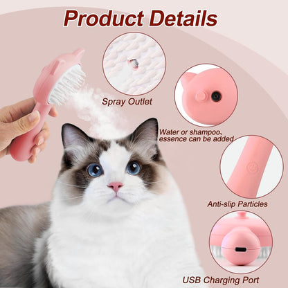 Hair Cleaning Brush With Mist Multifunctional Cat Grooming Brush Rechargeable Self Cleaning Slicker Brush