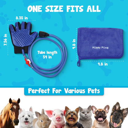 Pet Bathing Tool - Glove Sprayer & Scrubber in One with Adjustable Water Pressure