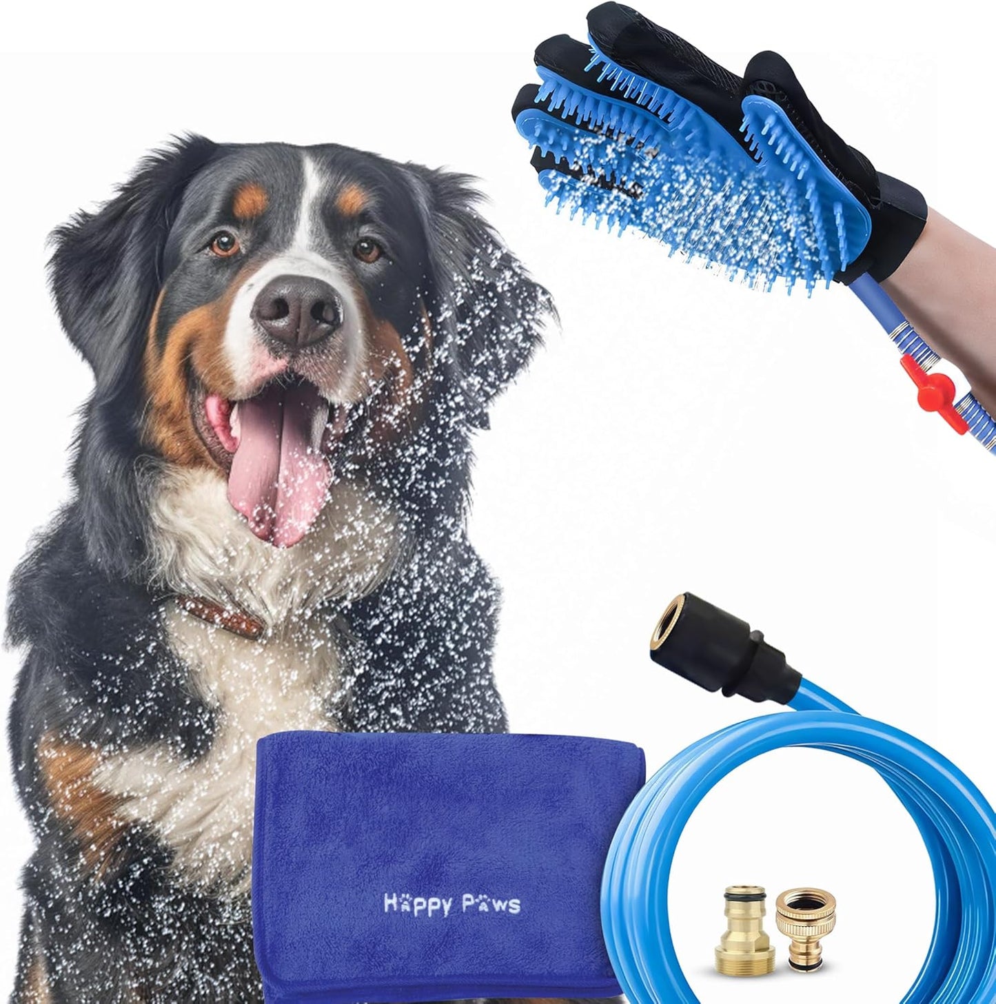 Pet Bathing Tool - Glove Sprayer & Scrubber in One with Adjustable Water Pressure