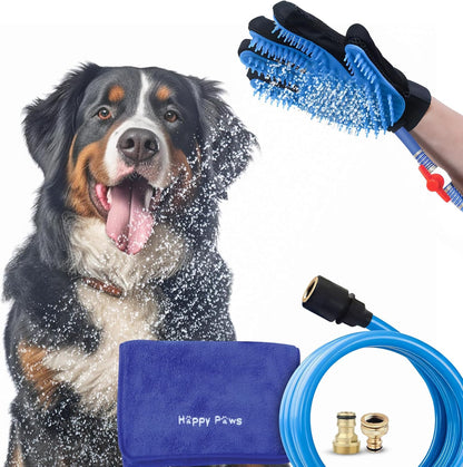Pet Bathing Tool - Glove Sprayer & Scrubber in One with Adjustable Water Pressure