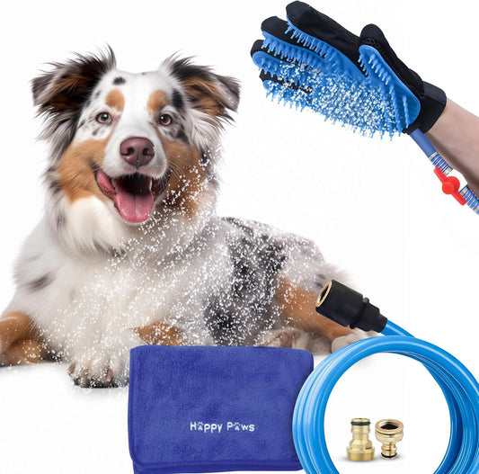 Pet Bathing Tool - Glove Sprayer & Scrubber in One with Adjustable Water Pressure