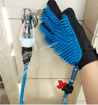 Pet Bathing Tool - Glove Sprayer & Scrubber in One with Adjustable Water Pressure